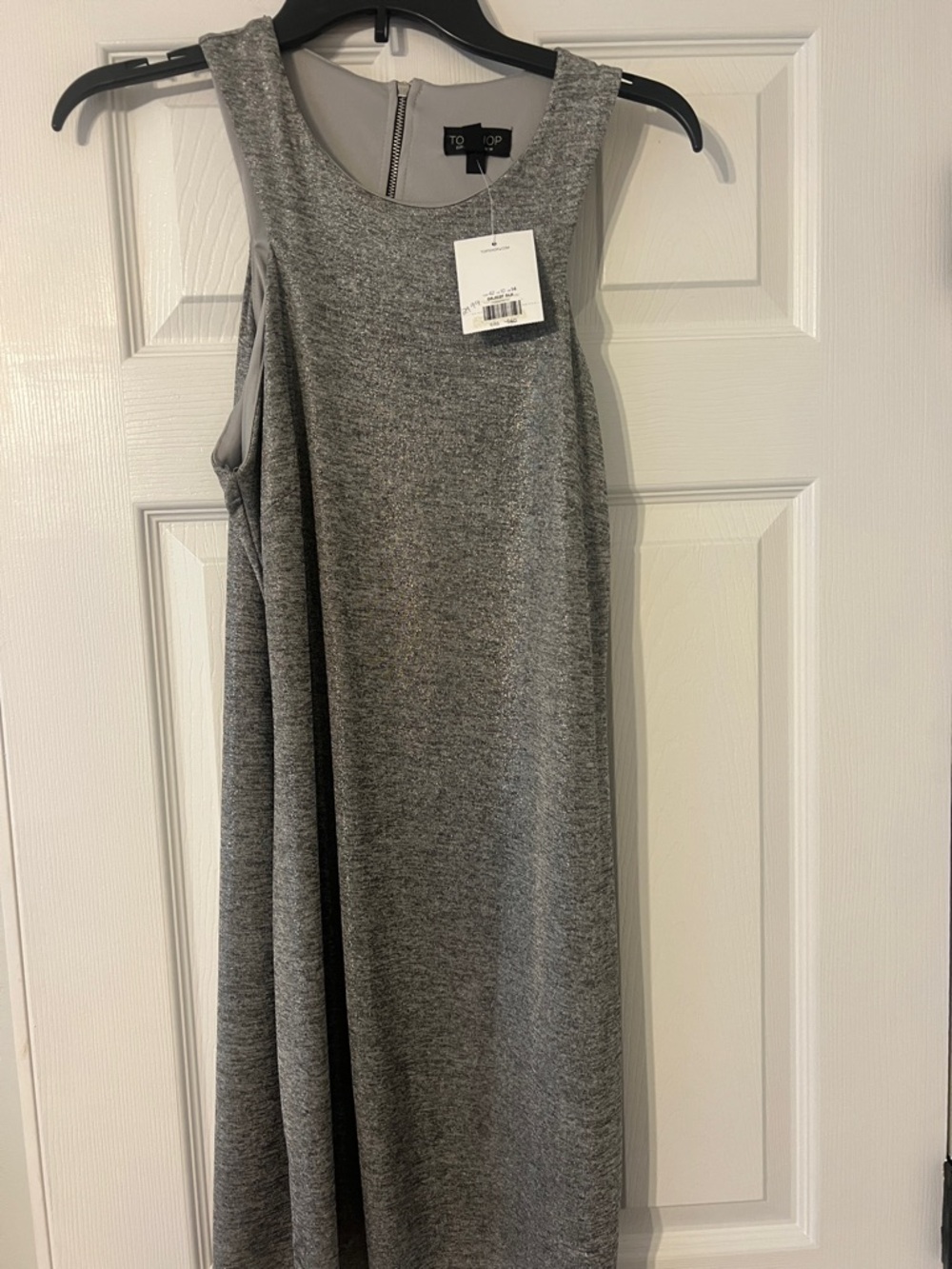 Topshop Grey Sleeveless Midi A-Line Dress